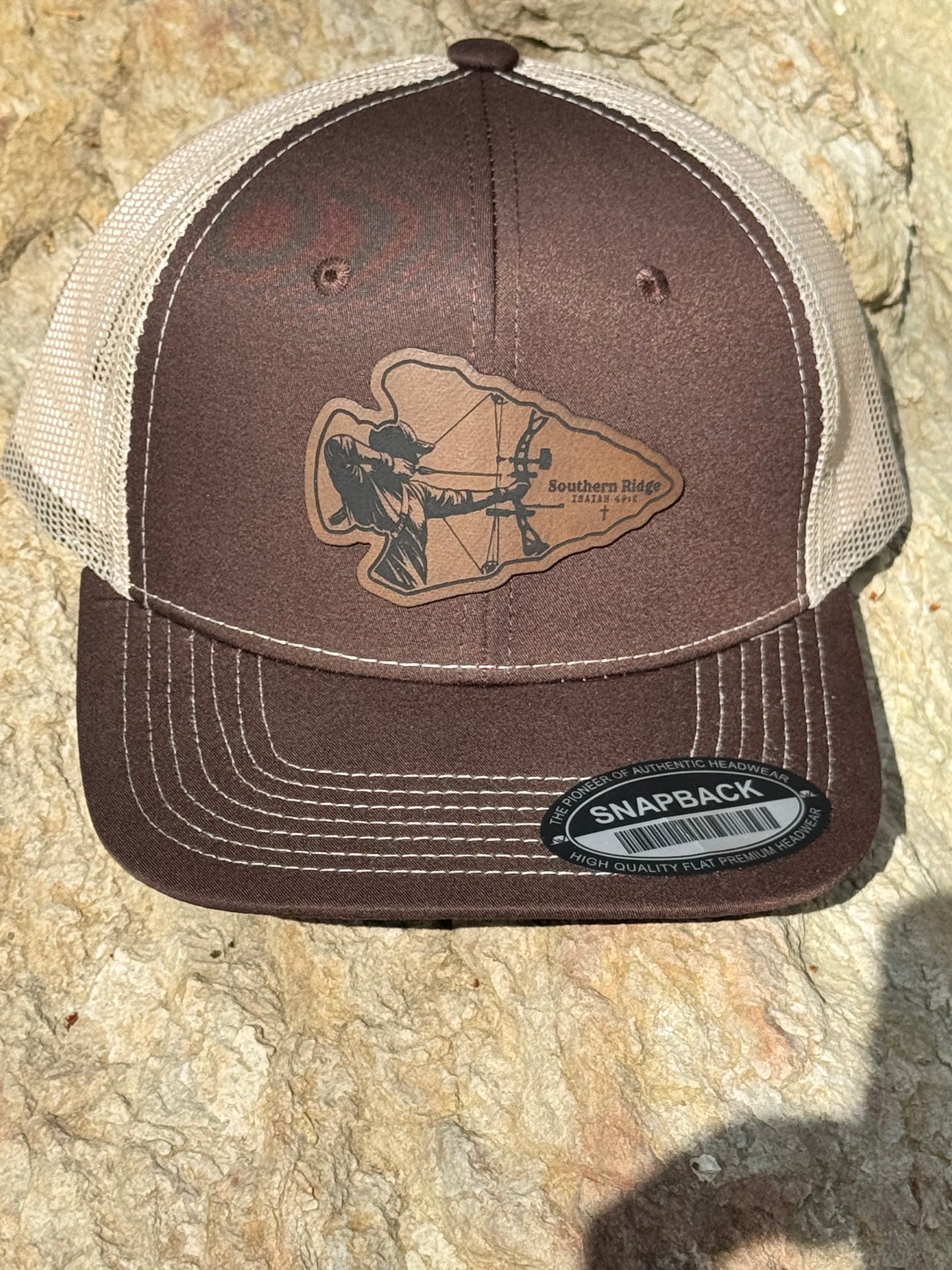 112 Style Brown/Khaki Snapback Laser Engraved Leather Patch