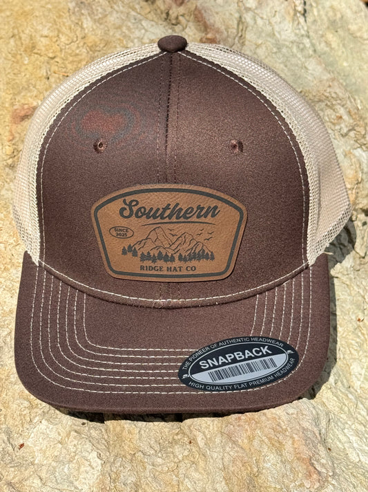 112 Style Brown/Khaki Snapback Laser Engraved Leather Patch