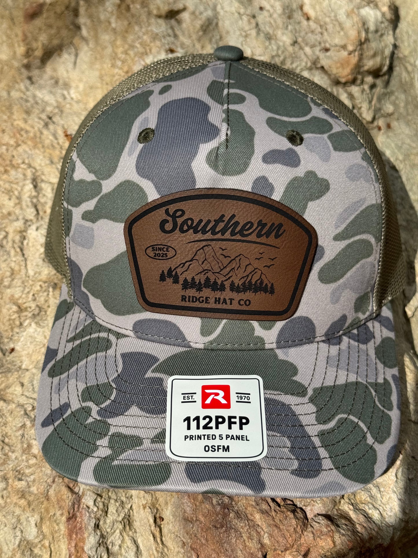 Richardson 112PFP Marsh Duck Camo Laser Engraved Leather Patch